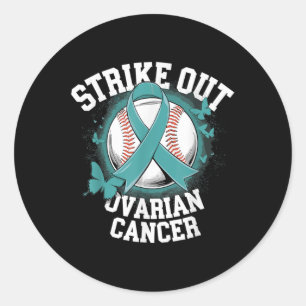 Strike Out Ovarian Cancer Awareness Baseball Style Classic Round Sticker