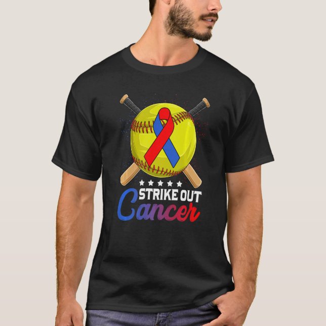 Strike Out Pulmonary Fibrosis Awareness Red Blue R T-Shirt (Front)