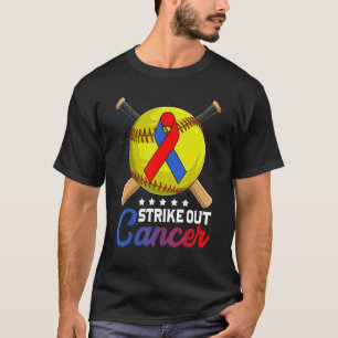 Strike Out Pulmonary Fibrosis Awareness Red Blue R T-Shirt