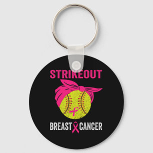 Strike Out Softll Breast Cancer Awareness Messy Bu Key Ring