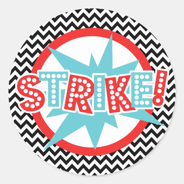 Strike Retro Chevron Bowling Stickers (Front)