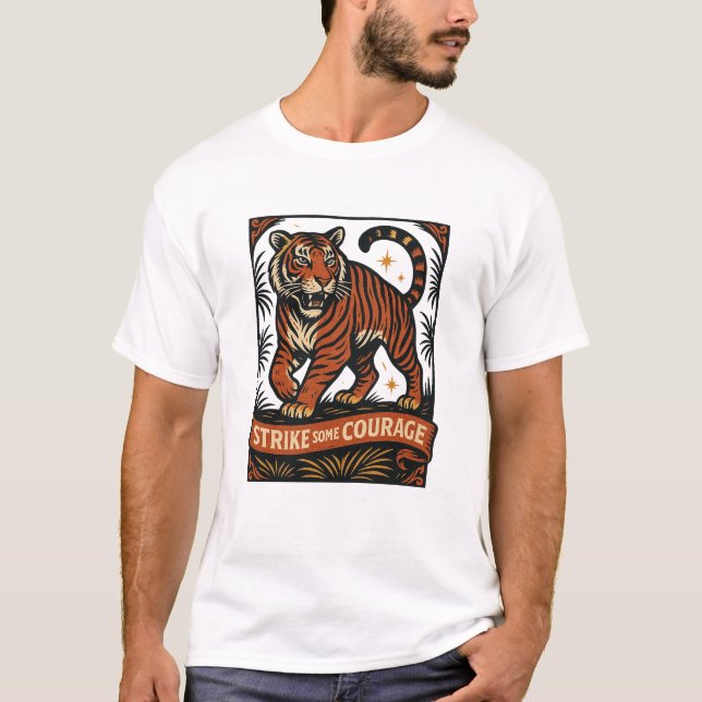 Strike Some Courage Tiger Badge T-Shirt (Front)