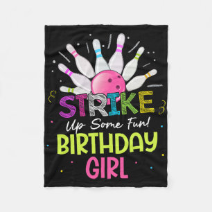 Strike Up Some Fun! Birthday Girl Bowling Birthday Fleece Blanket