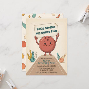 Strike Up Some Fun Bowling Party Boy 9th Birthday Invitation