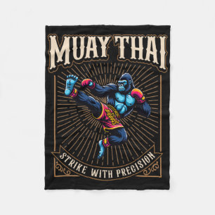 Strike With Precision - Cool Muay Thai Gorilla Kic Fleece Blanket