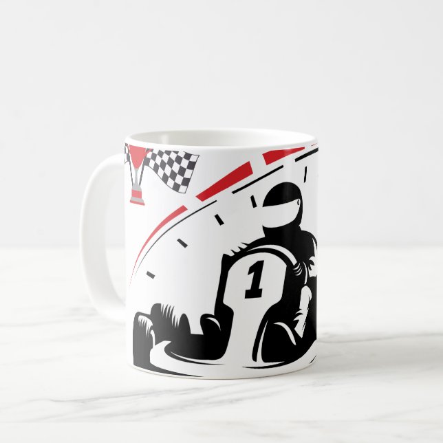 Strike with Style: The Ultimate karting Mug (Front Left)
