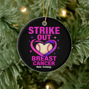 Strikeout Breast Cancer Awareness Domestic Violenc Ceramic Ornament