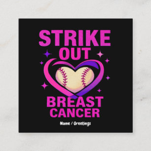 Strikeout Breast Cancer Awareness Domestic Violenc Square Business Card
