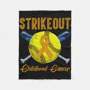 Strikeout Childhood Cancer Awareness Softll Gold R Fleece Blanket