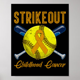 Strikeout Childhood Cancer Awareness Softll Gold R Poster