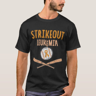 Strikeout Leukaemia Baseball Orange Ribbon Cancer  T-Shirt