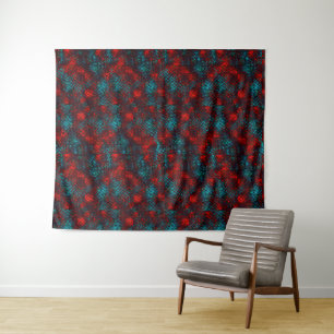 Strikethrough squares with a light red and blue co tapestry