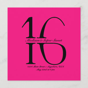 Strikethrough Super Sweet 16 Invitation