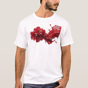 Striking ABSTRACT FLOWER Visual Design T-Shirt