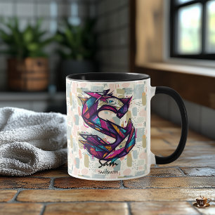 Striking Abstract Monogram Mug - S for Sam 