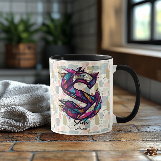 Striking Abstract Monogram Mug - S for Sam  (Creator Uploaded)
