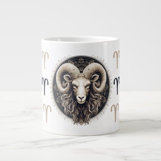 Striking Aries Symbol Artwork Large Coffee Mug (Front)