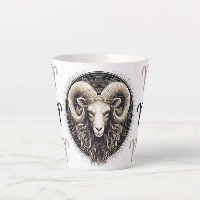 Striking Aries Symbol Artwork Latte Mug (Front)
