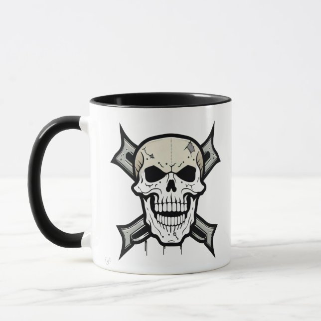 Striking Artistry: Skull and Crossbones" Mug (Left)