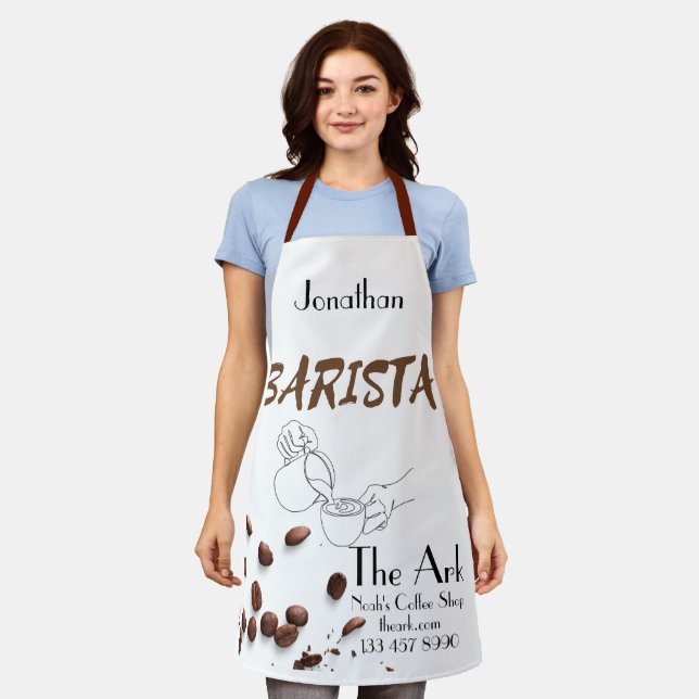Striking Barista Apron. Editable Apron (Worn)