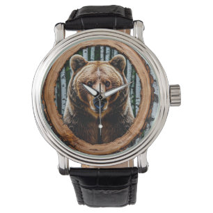Striking bear portrait, watch