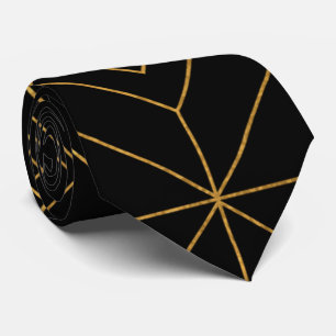 Striking Black and Gold Geometric Neck Tie