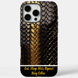 Striking black and gold pattern of a snake's skin iPhone 16 pro max case