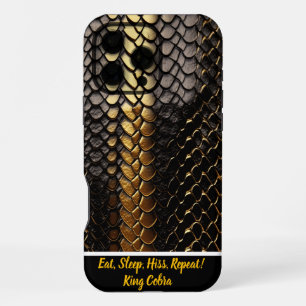 Striking black and gold pattern of a snake's skin iPhone 16 pro max case