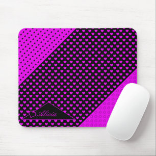 Striking Black And Pink Colours Custom Name Mouse Pad