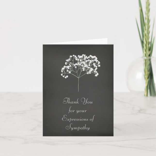 Striking Black and White Baby's Breath Thank You Card (Front)
