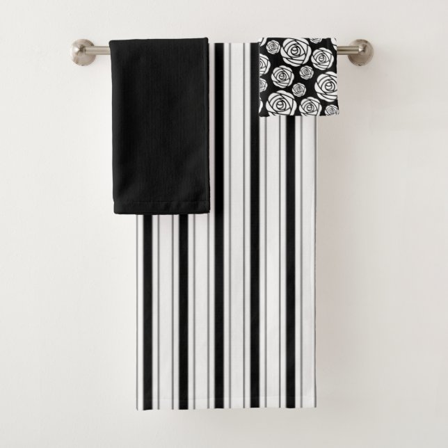 Striking Black and White Bath Towel Set (Insitu)