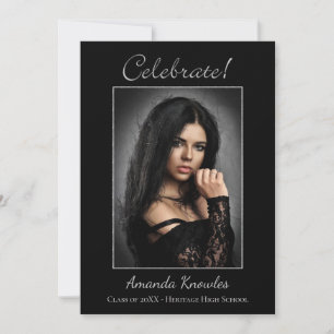 Striking Black and White Photo Graduation Party Invitation