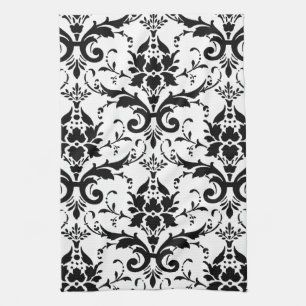 Striking Black and White Tea Kitchen Towel