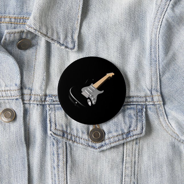 Striking Black Electric Guitar Musical Instrument  7.5 Cm Round Badge (Creator Uploaded)