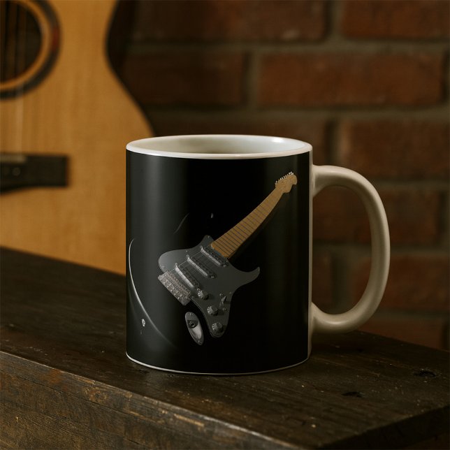 Striking Black Electric Guitar Musical Instrument  Coffee Mug (Creator Uploaded)