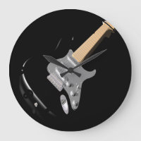 Striking Black Electric Guitar Musical Instrument 