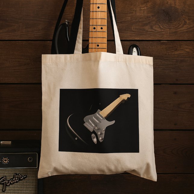 Striking Black Electric Guitar Musical Instrument  Tote Bag (Creator Uploaded)