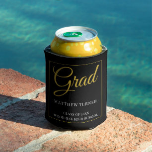 Striking Black Gold Grad Can Cooler