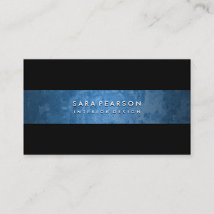 Striking Black Grunge Blue Stripe Business Card