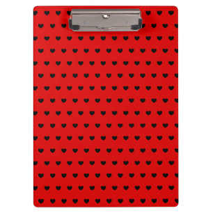 Striking Black Hearts Polka Dot Pattern On Red Clipboard