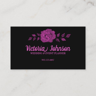 Striking Black Pink Rose Business Card