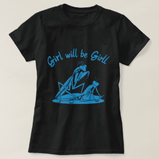 Striking Blue Mantis Holding Another Cartoon  T-Shirt
