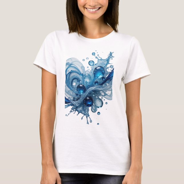Striking Blue WATER SPLASH Statement Tee (Front)