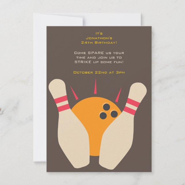 Striking Bowling Party Invitation (Front)