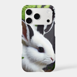 Striking Contrast: The White Bunny with Black Ears