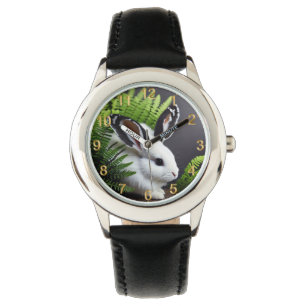 Striking Contrast: The White Bunny with Black Ears Watch