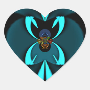 Striking Cutting-Edge Cyan and Black Vector Design Heart Sticker