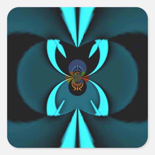 Striking Cutting-Edge Cyan and Black Vector Design Square Sticker (Front)