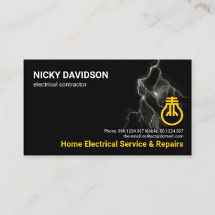 Striking Electric Lightning Storm Electrician Business Card