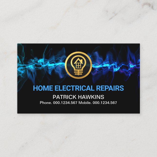 Striking Electrical Lightning Electrician  Business Card (Front)